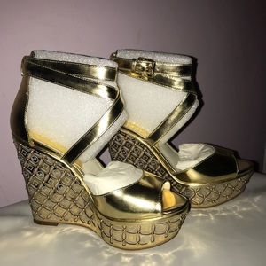 Michael Kors Gabriella Gold Wedge Sandal